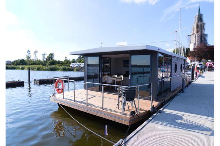 Hausboot Fjord Aries Mit Dachterrasse In Schleswig Hotel Bagian luar foto